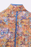 Street British Style Floral Patchwork Mandarin Collar Outerwear