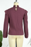 Street Elegant Solid Stringy Selvedge Mandarin Collar Tops