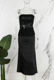Sexy Solid Backless Square Collar Sling Dress Dresses