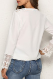 Elegant Simplicity Solid Lace Tassel V Neck Tops