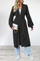 Elegant Solid Frenulum Cardigan Collar Outerwear
