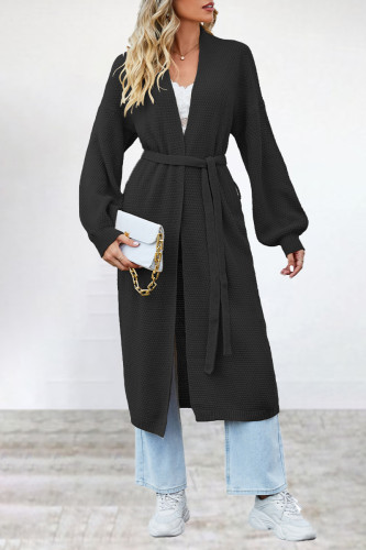 Elegant Solid Frenulum Cardigan Collar Outerwear