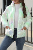 Casual Gradual Change Pocket Contrast Mandarin Collar Outerwear