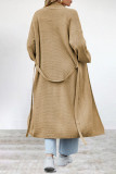 Elegant Solid Frenulum Cardigan Collar Outerwear