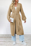 Elegant Solid Frenulum Cardigan Collar Outerwear