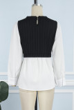 Celebrities Elegant Patchwork Contrast O Neck Tops