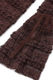 Sexy Solid Fold U Neck Wrapped Skirt Dresses