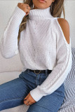 Casual Street Solid Hollowed Out Turtleneck Tops