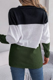 Casual Street Color Block Buttons Contrast V Neck Outerwear