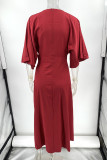 Elegant Solid Asymmetrical V Neck Irregular Dress Dresses