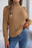 Casual Street Solid Hollowed Out Turtleneck Tops