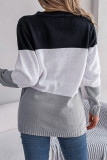 Casual Street Color Block Buttons Contrast V Neck Outerwear