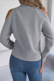 Casual Street Solid Hollowed Out Turtleneck Tops