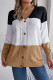 Casual Street Color Block Buttons Contrast V Neck Outerwear