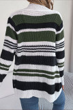 Casual Striped Pocket Contrast Cardigan Collar Outerwear