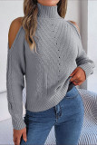 Casual Street Solid Hollowed Out Turtleneck Tops