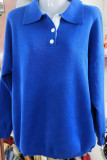Casual Solid Buttons Turndown Collar Tops