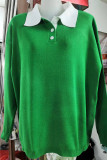 Casual Solid Buttons Turndown Collar Tops