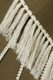 Casual British Style Solid Tassel Contrast Scarf Collar Outerwear