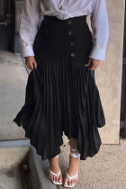 Street Elegant Solid Buttons Asymmetrical Loose High Waist Type A Patchwork Bottoms
