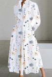 Casual Print Pocket POLO collar Printed Dress Dresses