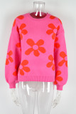 Casual Geometric Patchwork O Neck Tops