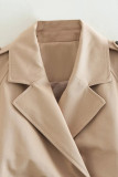 Street British Style Solid Buttons Turndown Collar Outerwear