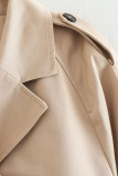 Street British Style Solid Buttons Turndown Collar Outerwear
