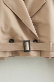 Street British Style Solid Buttons Turndown Collar Outerwear