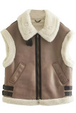 Casual Solid Patchwork Turndown Collar Tops