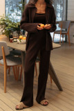 Casual Simplicity Solid Buttons Turndown Collar Long Sleeve Two Pieces