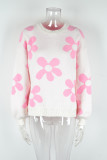 Casual Geometric Patchwork O Neck Tops