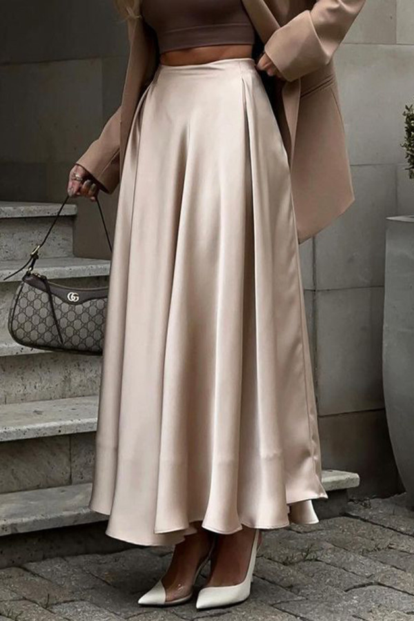 Elegant Solid High Waist Type A Solid Color Bottoms