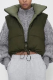 Casual Simplicity Solid Zipper Mandarin Collar Tops