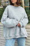 Casual Simplicity Solid O Neck Tops