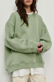 Casual Simplicity Solid O Neck Tops