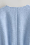 British Style Elegant Solid Buckle O Neck Outerwear