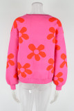 Casual Geometric Patchwork O Neck Tops