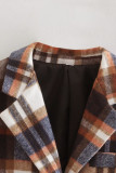 Casual Plaid Pocket Turn-back Collar Outerwear