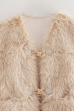 Casual Simplicity Solid Pocket Buttons V Neck Tops