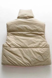 Casual Simplicity Solid Zipper Mandarin Collar Tops