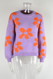 Casual Geometric Patchwork O Neck Tops