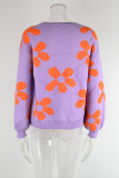 Casual Geometric Patchwork O Neck Tops