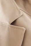 Street British Style Solid Buttons Turndown Collar Outerwear