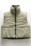 Casual Simplicity Solid Zipper Mandarin Collar Tops