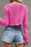 Sexy Solid Hollowed Out O Neck Tops