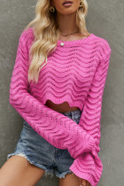Sexy Solid Hollowed Out O Neck Tops