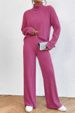 Casual Simplicity Solid Turtleneck Long Sleeve Two Pieces