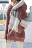 Casual Color Block Contrast Hooded Collar Outerwear