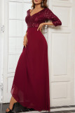 Elegant Formal Solid Sequins V Neck Evening Dress Dresses